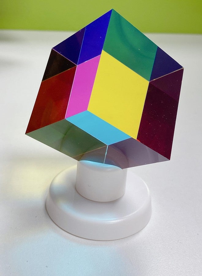 ECBANLI Display Stand for CMY Color Cube & Puzzle Cube Holder Show, Rotating 360°, Decorative Base, White - Image 2
